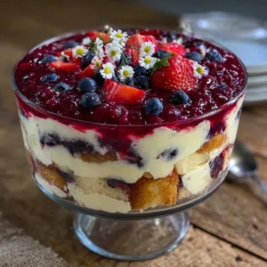 Perfect Red White and Blue Layered Berry Cheesecake Trifle Recipe for a Crowd Easy Summer Dessert