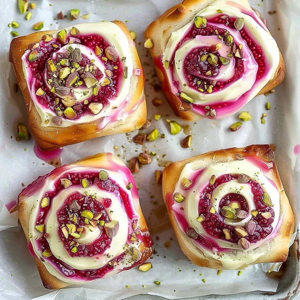 Raspberry Rose Cheesecake Buns
