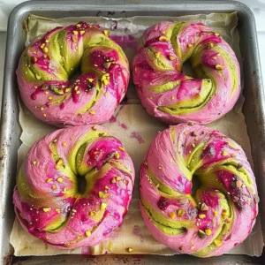 Raspberry Pistachio Sourdough Bagels