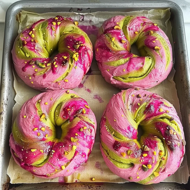 Raspberry Pistachio Sourdough Bagels