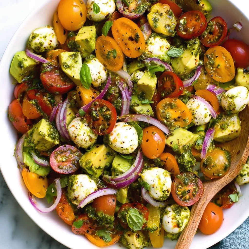 Avocado Salad Tomatoes Mozzarella Basil Pesto