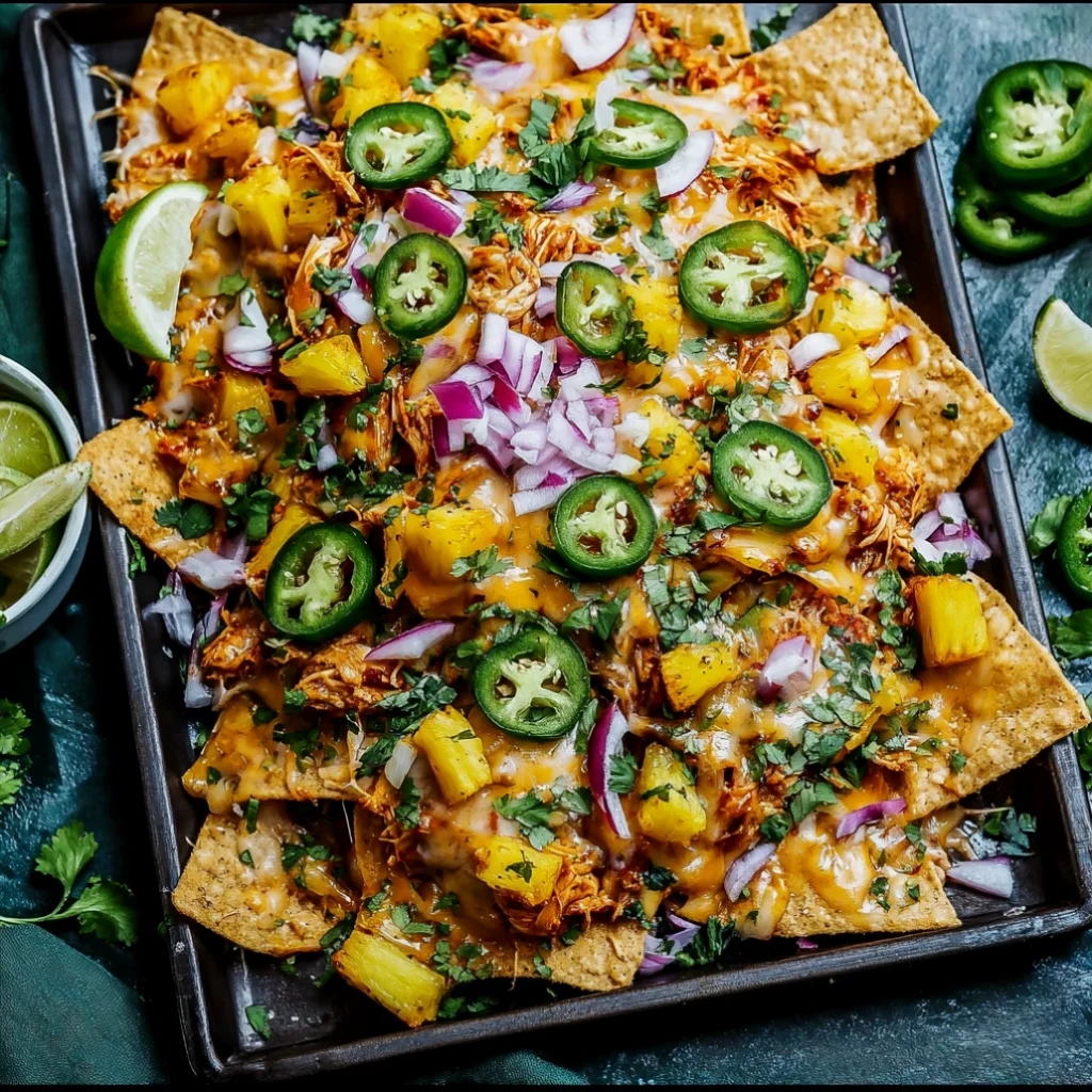 BBQ Chicken and Grilled Pineapple Nachos