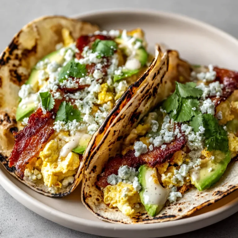 Chipotle-Infused Spicy Maple Bacon and Egg Tacos with Cilantro Lime Crema