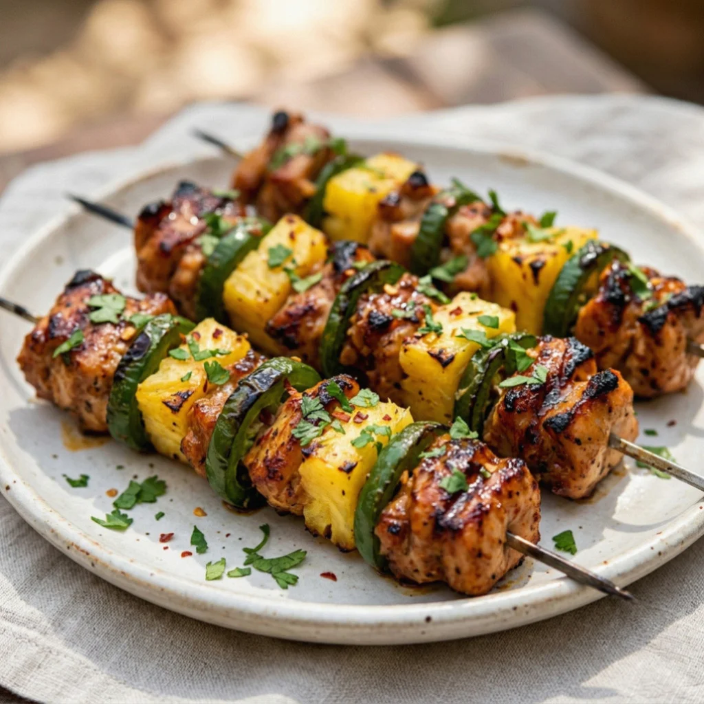 easy spicy grilled jalapeño pineapple chicken kabobs
