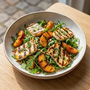 Fresh Grilled Halloumi Peach Salad