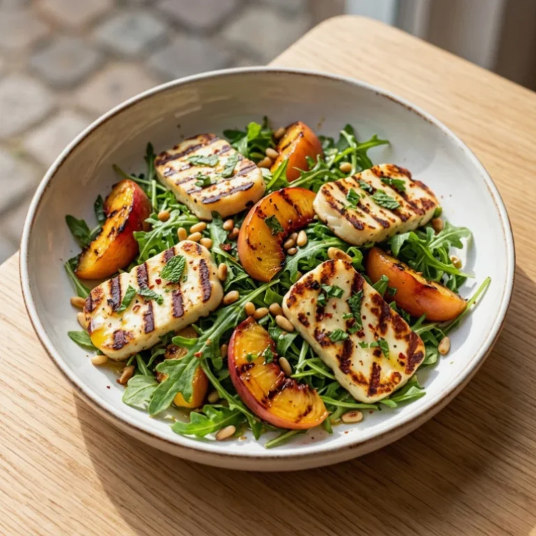 Fresh Grilled Halloumi Peach Salad