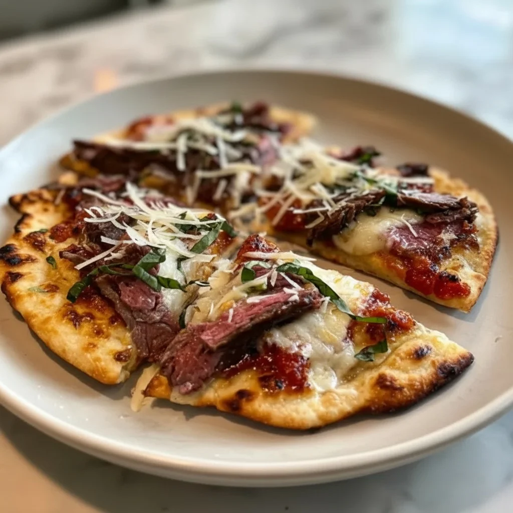 grilled beef flatbread