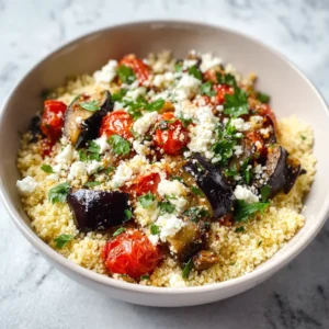 Mediterranean Roasted Eggplant and Tomato Couscous Salad