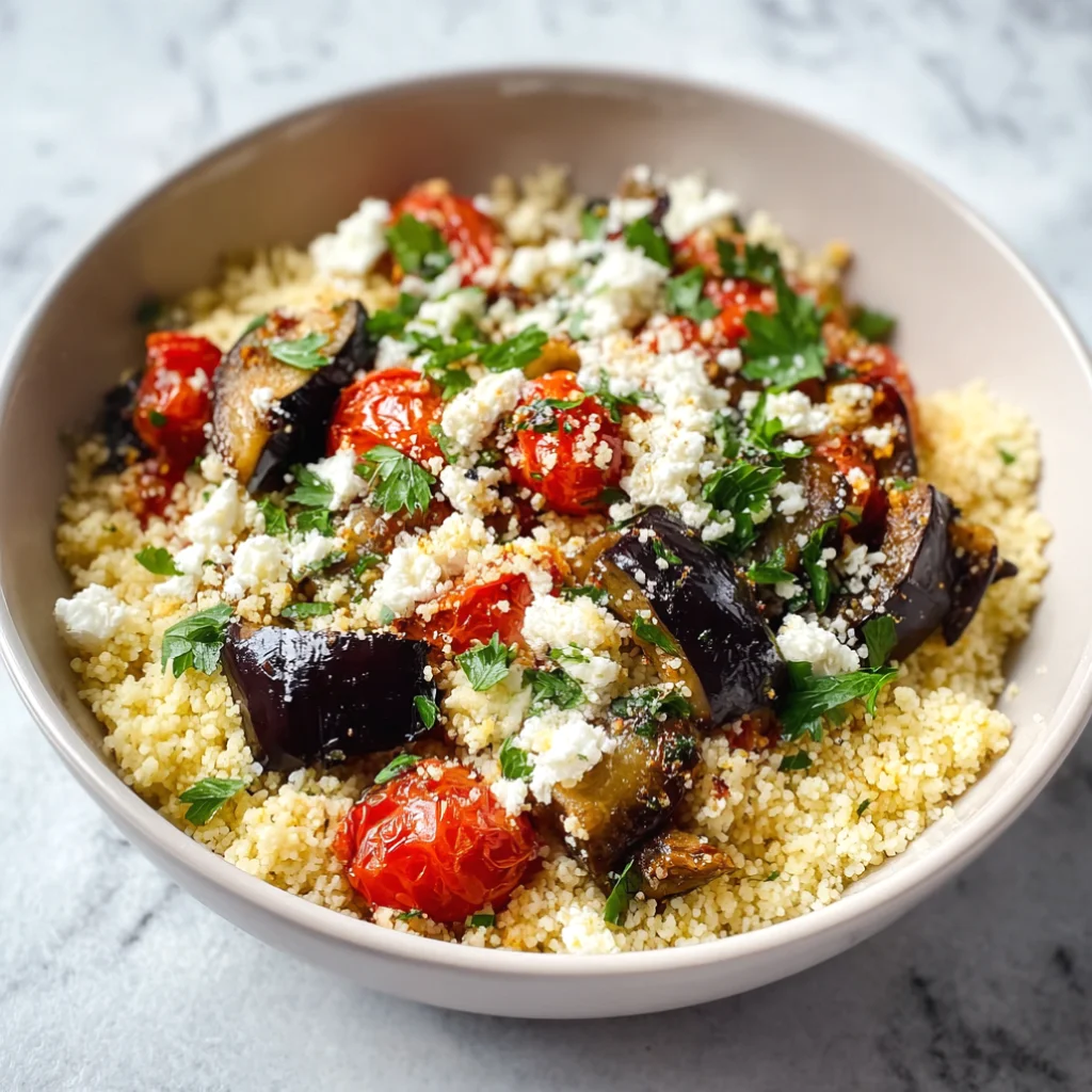 Mediterranean Roasted Eggplant and Tomato Couscous Salad