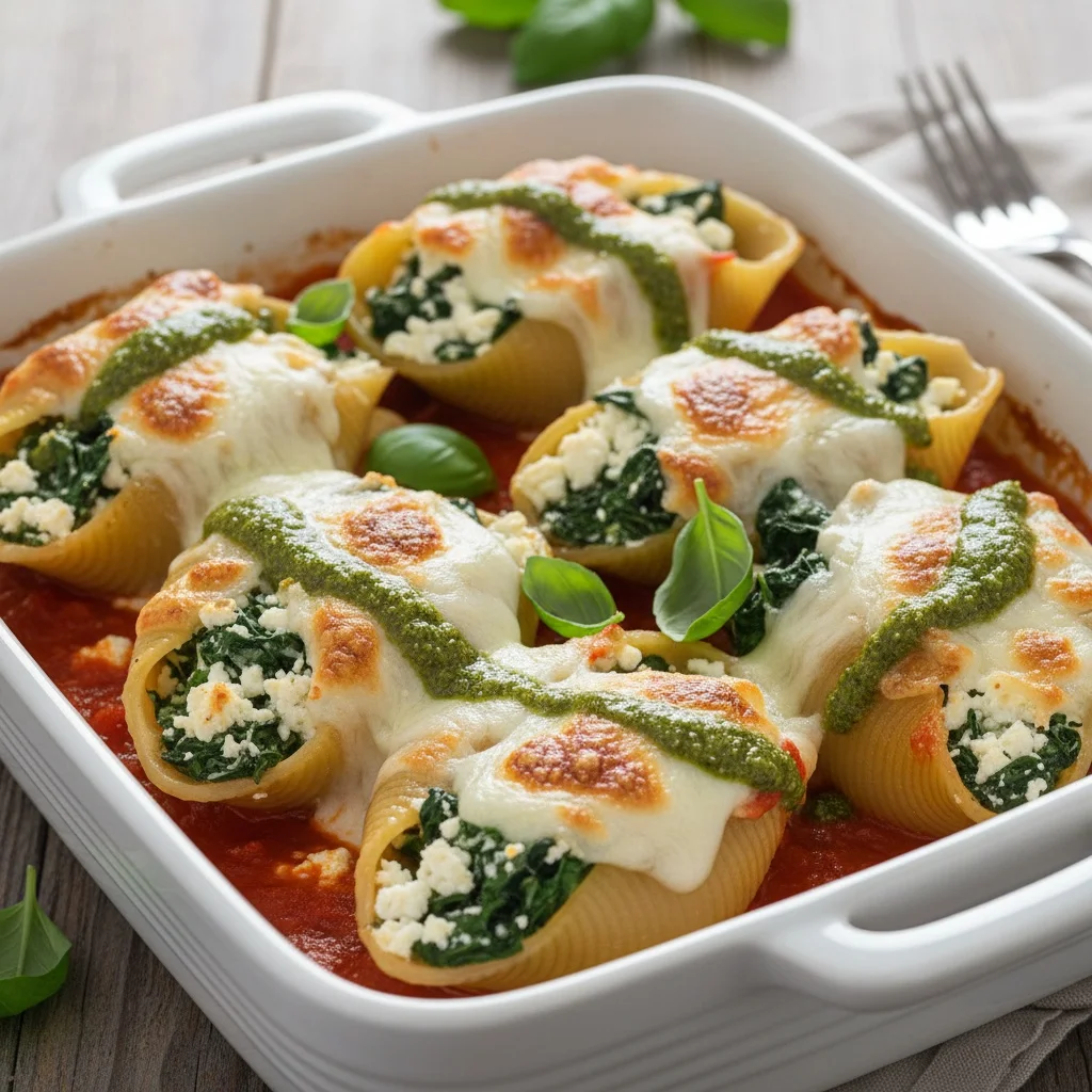 One-Pan Baked Feta and Spinach Stuffed Shells