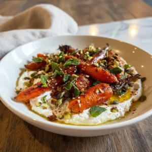 Spicy Harissa Roasted Carrots with Creamy Whipped Yogurt