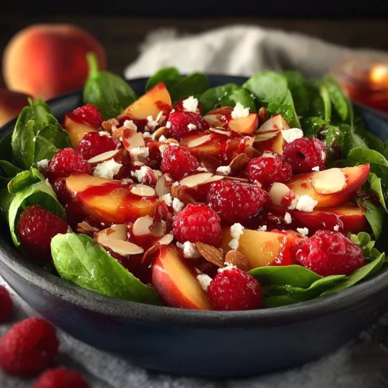 White Peach Raspberry Almond Salad