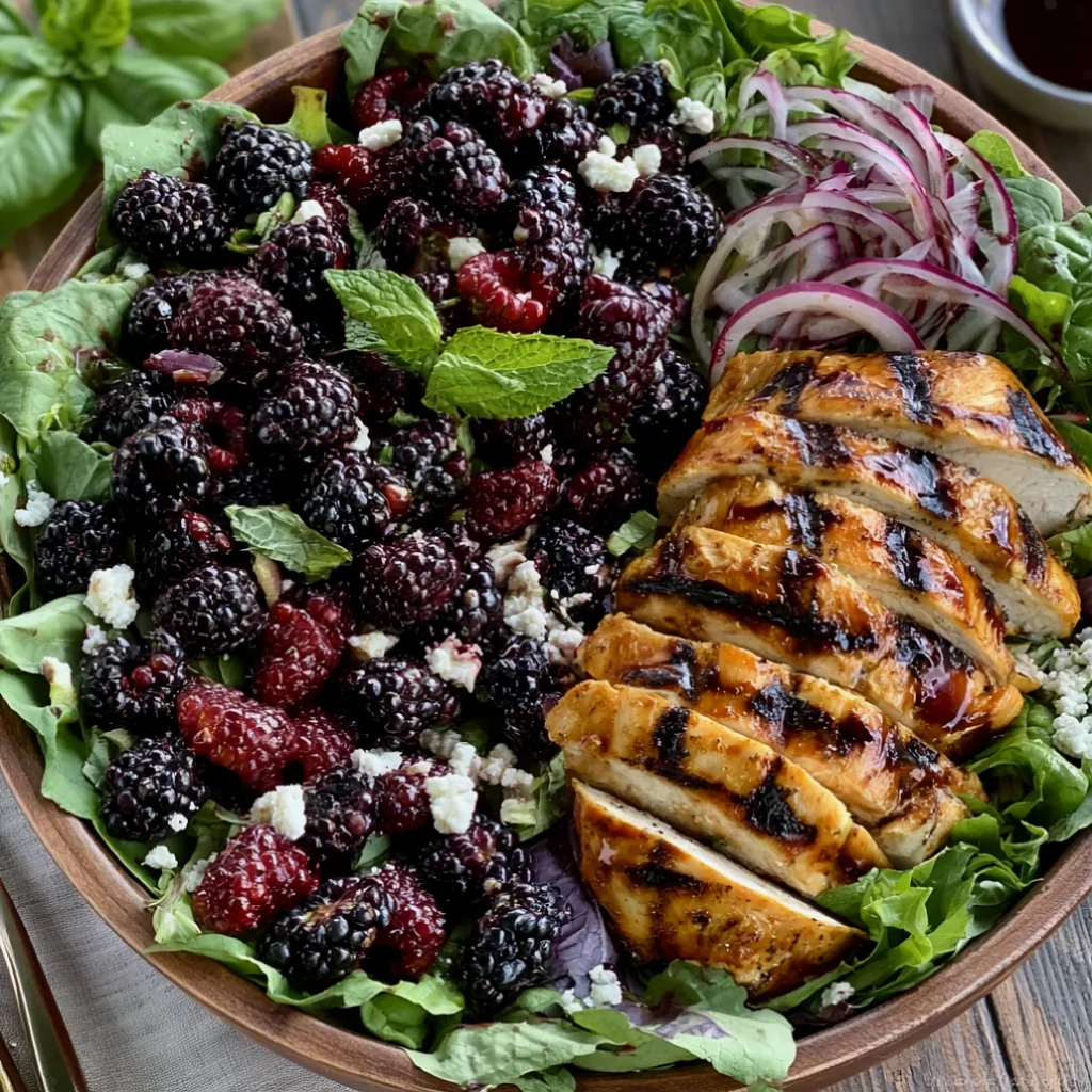 Blackberry Basil Grilled Chicken Salad