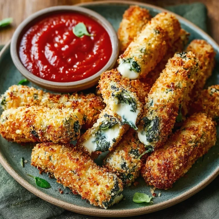 Crispy Spinach Dip Mozzarella Sticks