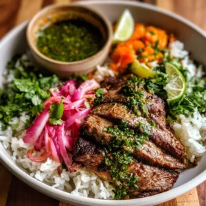 Skirt Steak Rice Bowls with Chimichurri Sauce