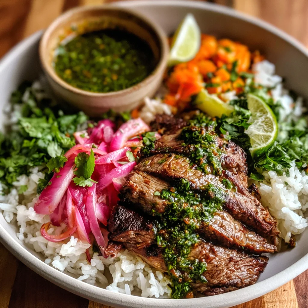 Skirt Steak Rice Bowls with Chimichurri Sauce