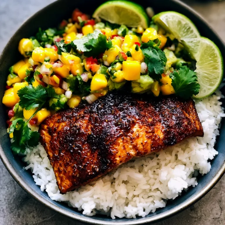 BBQ Salmon Bowls with Mango Avocado Salsa